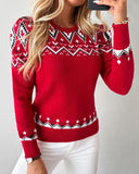 Christmas Aztec Geometric Pattern Knit Sweater