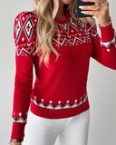 Christmas Aztec Geometric Pattern Knit Sweater