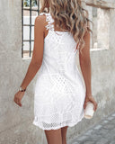 Hollow Out Lace Patch Casual Dress