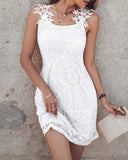 Hollow Out Lace Patch Casual Dress