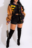 Fashion Casual Patchwork Letter Outerwear