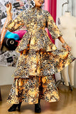 Casual Print Leopard Printing Shirt Collar Printed Dress Dresses