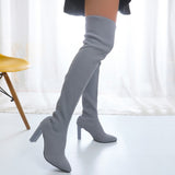 Casual Patchwork Solid Color Pointed Keep Warm Comfortable Out Door Shoes  (Heel Height 3.54in)