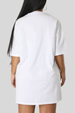 Casual Print Bandage Patchwork O Neck T-shirt Dress Dresses