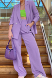 Casual Solid Patchwork Turndown Collar Long Sleeve Two Pieces