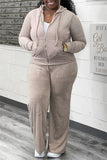 Casual Solid Cardigan Pants Hooded Collar Long Sleeve Two Pieces