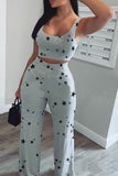 Fashion adult Ma'am OL Print Two Piece Suits Straight Sleeveless Two Pieces