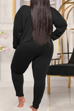 Casual Solid Split Joint O Neck Plus Size Two Pieces