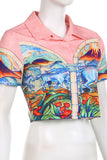 Sexy Print Patchwork POLO collar T-Shirts