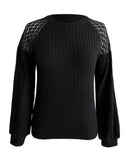 Eyelet Embroidery Long Sleeve Top