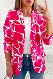 Fashion Casual Print Patchwork Cardigan Turn-back Collar Outerwear