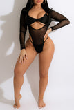 Fashion Sexy Solid Hollowed Out See-through Swimwears