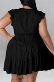 Fashion Casual Plus Size Solid Patchwork V Neck Sleeveless Dress