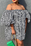 Plus Size Sexy Casual Striped Animal Print Print Printing Off the Shoulder Ball Gown