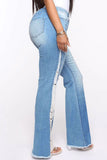 Casual Patchwork Ripped High Waist Regular Denim Jeans