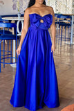 Elegant Formal Plain Hollowed Out With Bow Strapless Evening Dress Dresses
