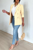 Casual Solid Patchwork Buttons Cardigan Turn-back Collar Outerwear