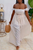 Sweet Elegant Solid Stringy Selvedge Off the Shoulder Two Pieces
