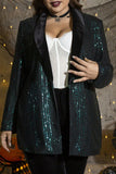 Casual Patchwork Sequins Turn-back Collar Plus Size Overcoat (Subject To The Actual Object)