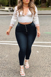 Fashion Casual Solid Basic Plus Size Jeans