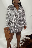Plus Size Sexy Party Zebra Print V Neck Wrapped Skirt Dresses
