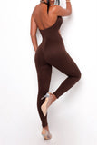 Sexy Casual Solid Hollowed Out Backless Halter Skinny Jumpsuits
