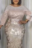 Celebrities Elegant Solid Sequins Patchwork O Neck Evening Dress Dresses