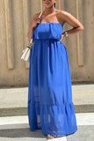 Casual Simplicity Solid Fold Strapless Strapless Dress Dresses
