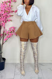 Fashion Casual Daily Solid Basic Boot Cut High Waist Type A Solid Color Bottoms