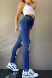 Fashion Casual Hot Drilling Ripped High Waist Skinny Denim Jeans