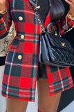 Casual Plaid Patchwork Buttons POLO collar Outerwear