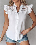 Flutter Sleeve Lace Patch Top
