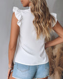 Flutter Sleeve Lace Patch Top