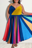 Casual Print Split Joint Spaghetti Strap Sling Dress Plus Size Dresses