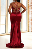 Fashion Sexy Plus Size Solid Backless Strap Design Spaghetti Strap Evening Dress