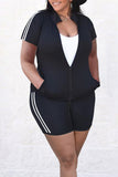Casual Solid Split Joint Zipper Plus Size Two Pieces