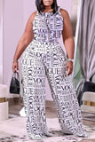 Fashion Casual Print Vests Pants O Neck Sleeveless Two Pieces
