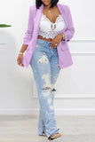Fashion Casual Solid Patchwork Cardigan Turn-back Collar Outerwear
