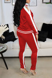 Casual Sportswear Solid Hollowed Out Split Joint Zipper Zipper Collar Long Sleeve Two Pieces