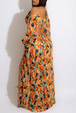 Fashion Sexy Vacation Color Lump Print High Opening V Neck A Line Dresses