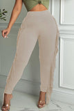Casual Solid Tassel Split Joint Skinny High Waist Pencil Solid Color Bottoms