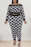 Sexy Print Patchwork Off the Shoulder Plus Size Two Pieces
