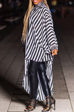 Fashion Casual Daily Striped Split Joint Sequined Half A Turtleneck Tops