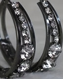 1Pair Exquisite Rhinestone Decor Large Circle Hoop Earrings