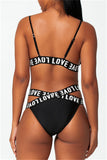 Fashion Sexy Letter Print Hollowed Out Split Joint Backless Swimwears (With Paddings)
