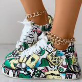 Fashion Casual Bandage Graffiti Round Comfortable Out Door Shoes