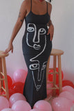 Casual Daily Living Print Graffiti Spaghetti Strap Printed Dress Dresses