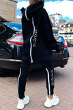 Casual Street Print Split Joint Zipper Hooded Collar Long Sleeve Two Pieces