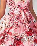 Ditsy Floral Print Tied Detail Ruffle Hem Casual Dress
