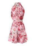 Ditsy Floral Print Tied Detail Ruffle Hem Casual Dress